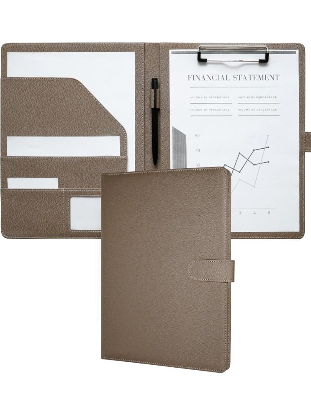 Faux Leather Padfolio Binder with Legal Pad Holder, Professional Portfolio Case